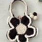 Handmade Crocheted Wool Large Flower Large Capacity Portable Shoulder Bag Material Bag