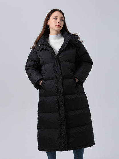 Quilted Plaid Hooded Coat For Women