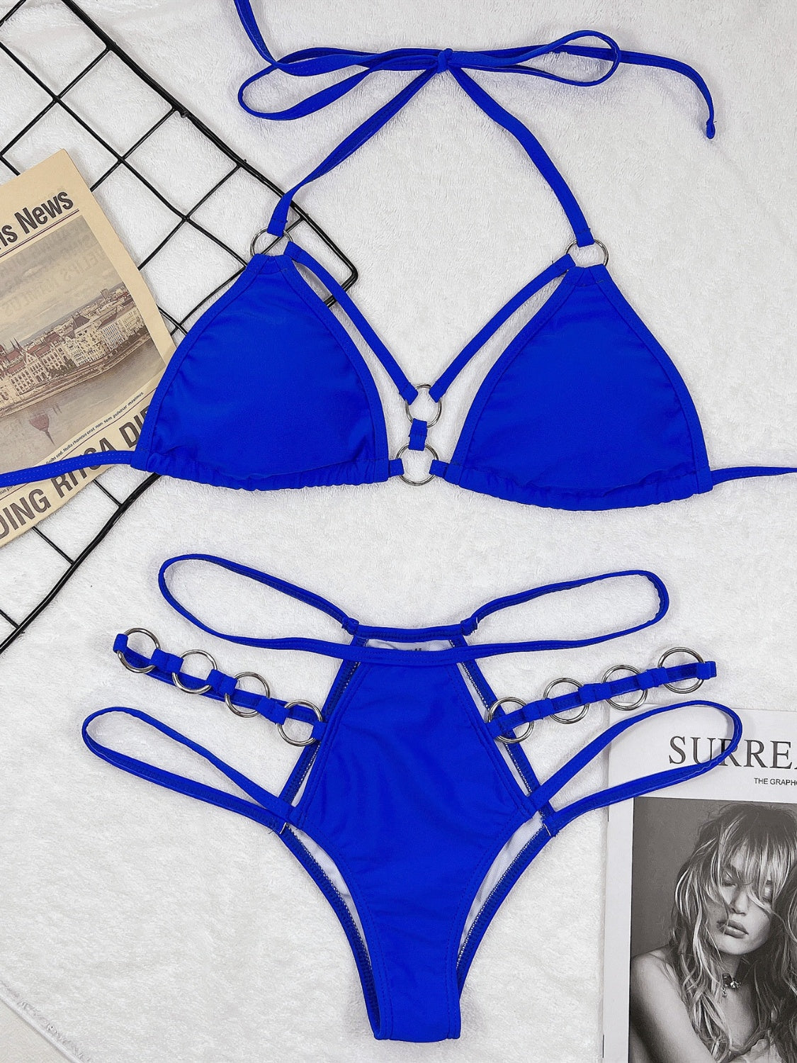 Cutout Halter Neck Two-Piece Bikini Set