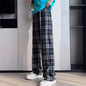 Plaid Wide Leg Pants Women Casual Pants