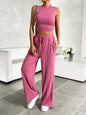 Devine Mock Neck Sleeveless Top and Drawstring Pants Set